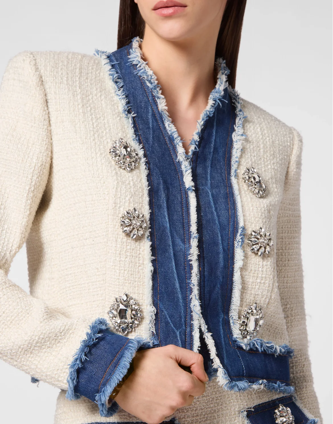 Tweed Denim Bolero Jacket, цвет: Белый