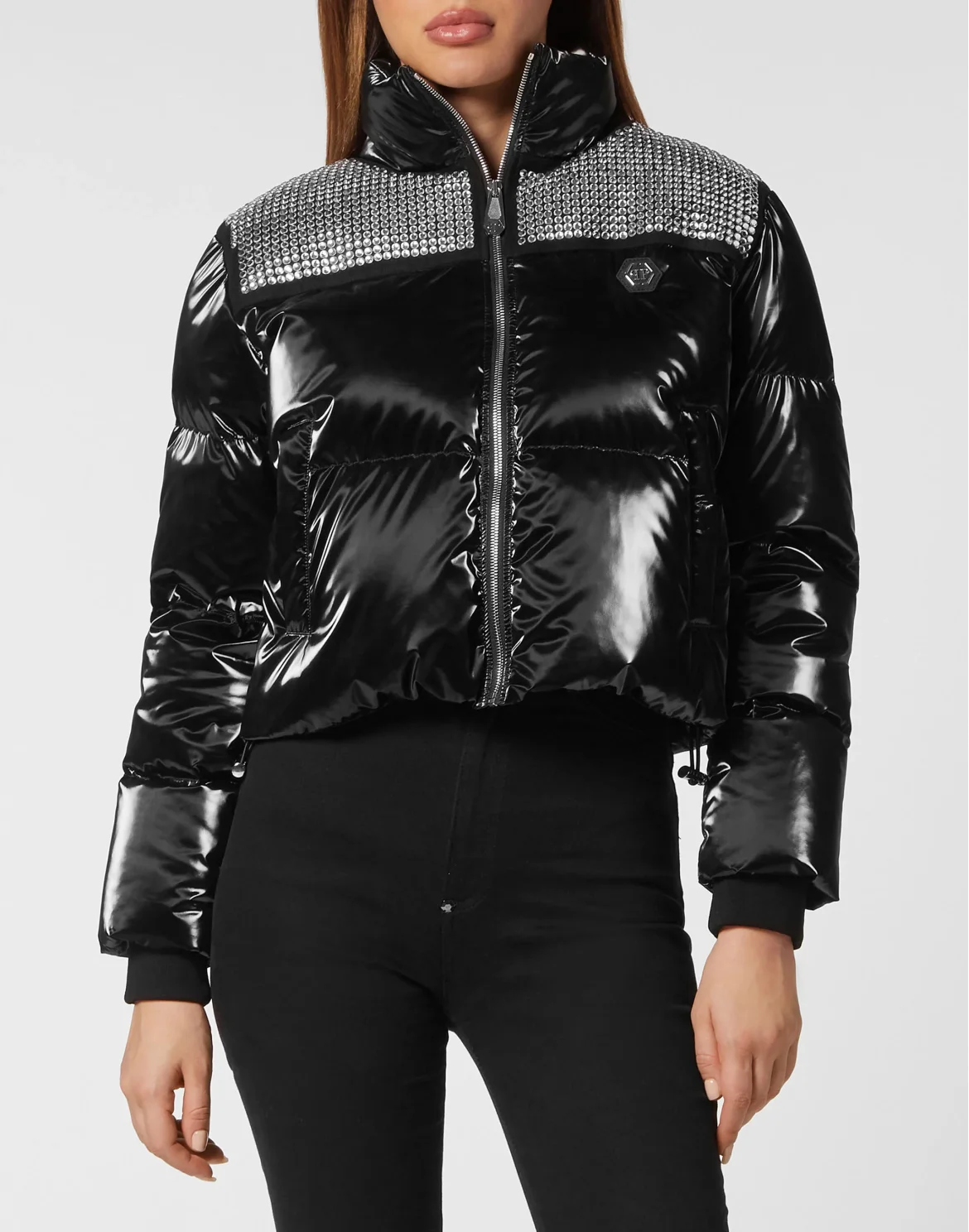 Crystal Nylon Puffer Jacket, цвет: Черный