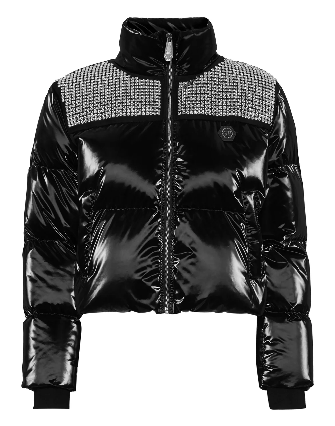 Crystal Nylon Puffer Jacket, цвет: Черный