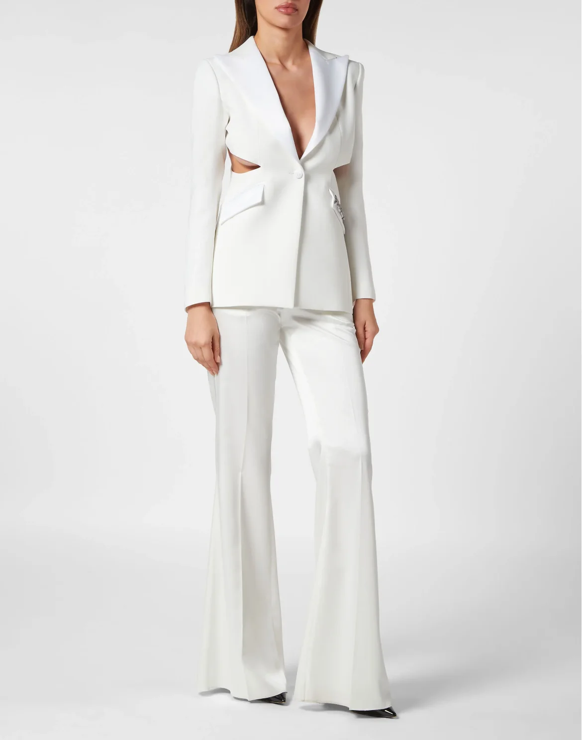 Envers Satin Cutting Fitted Blazer, цвет: Белый