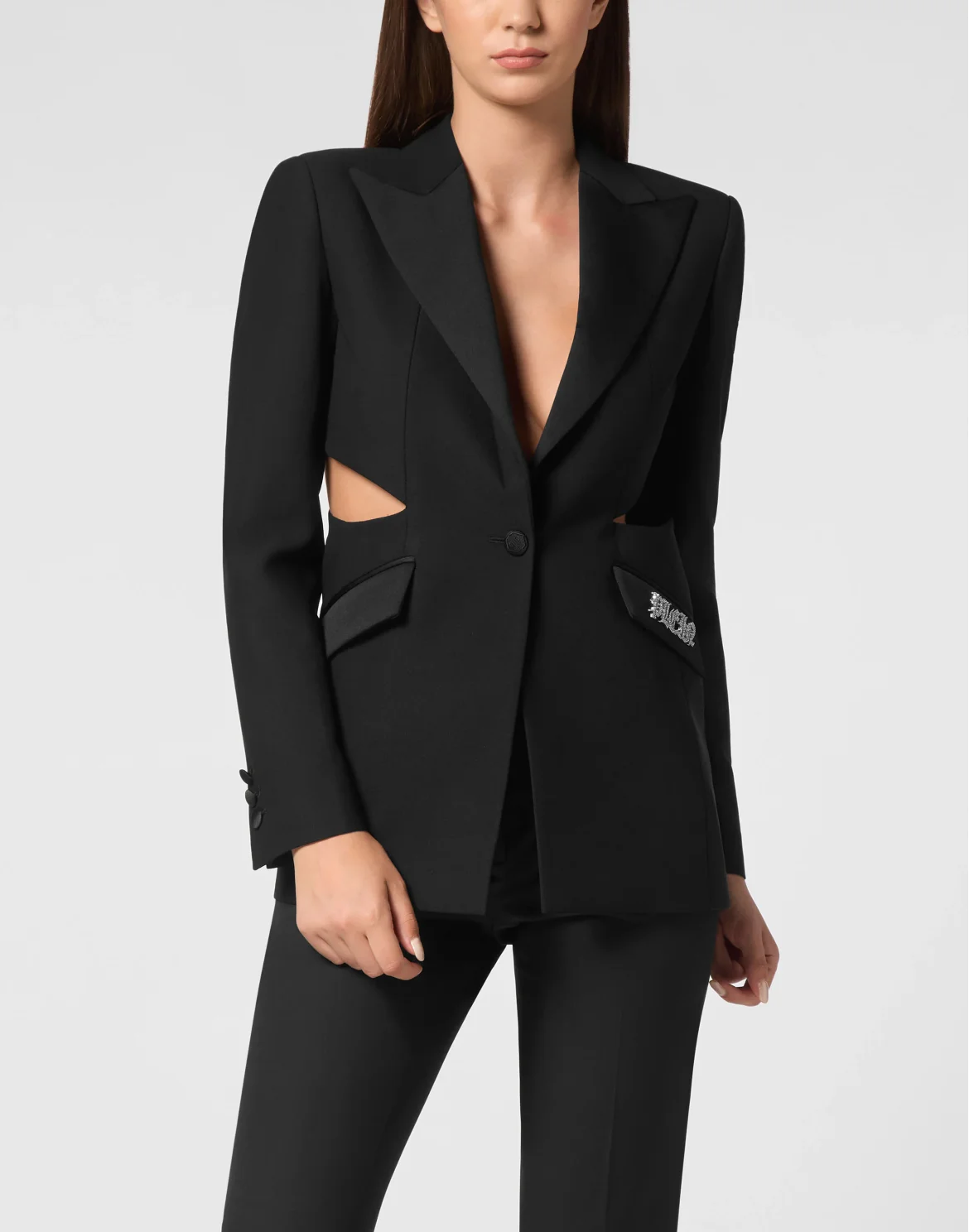 Envers Satin Cutting Fitted Blazer, цвет: Черный