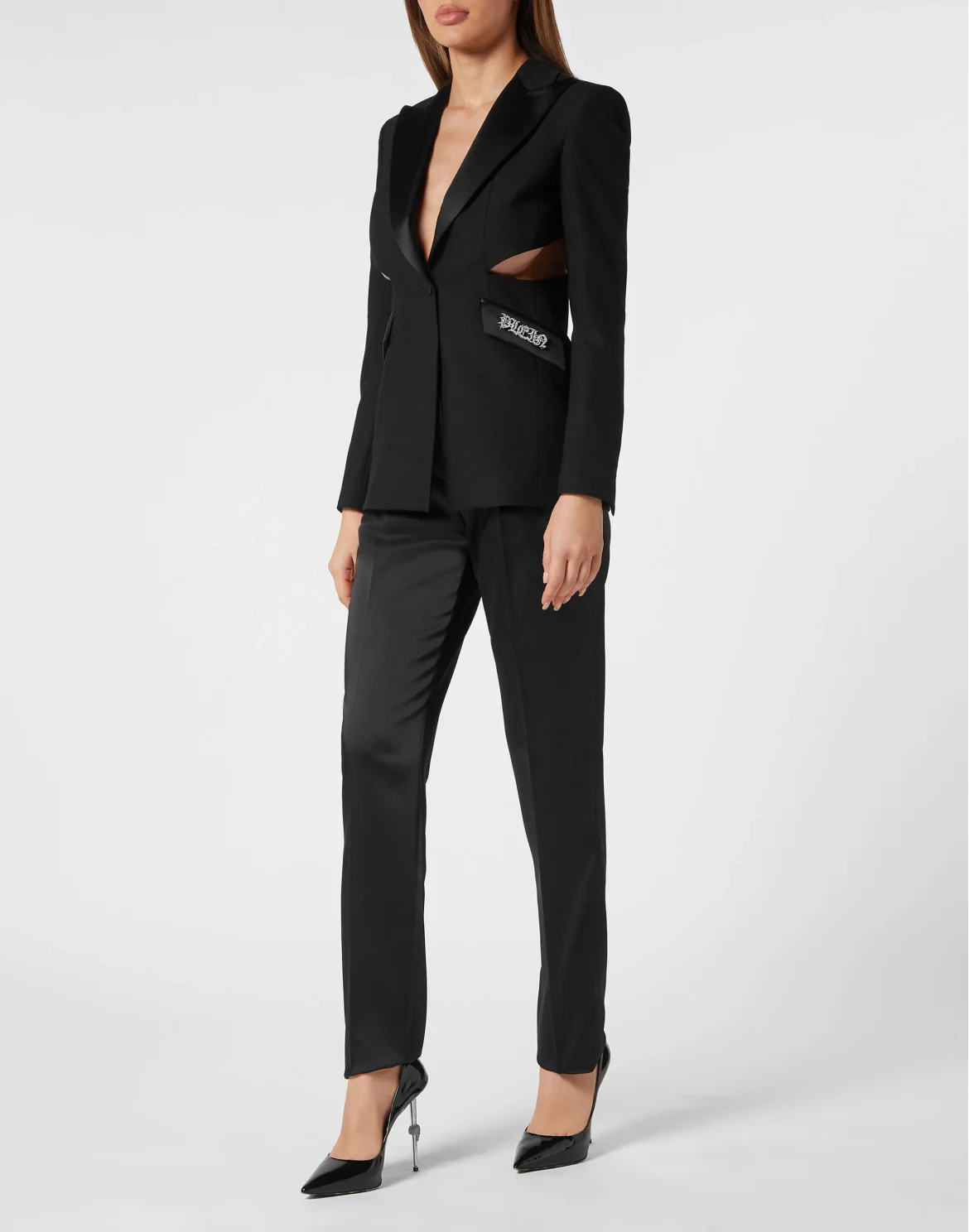 Wool Cutting Fitted Blazer, цвет: Черный
