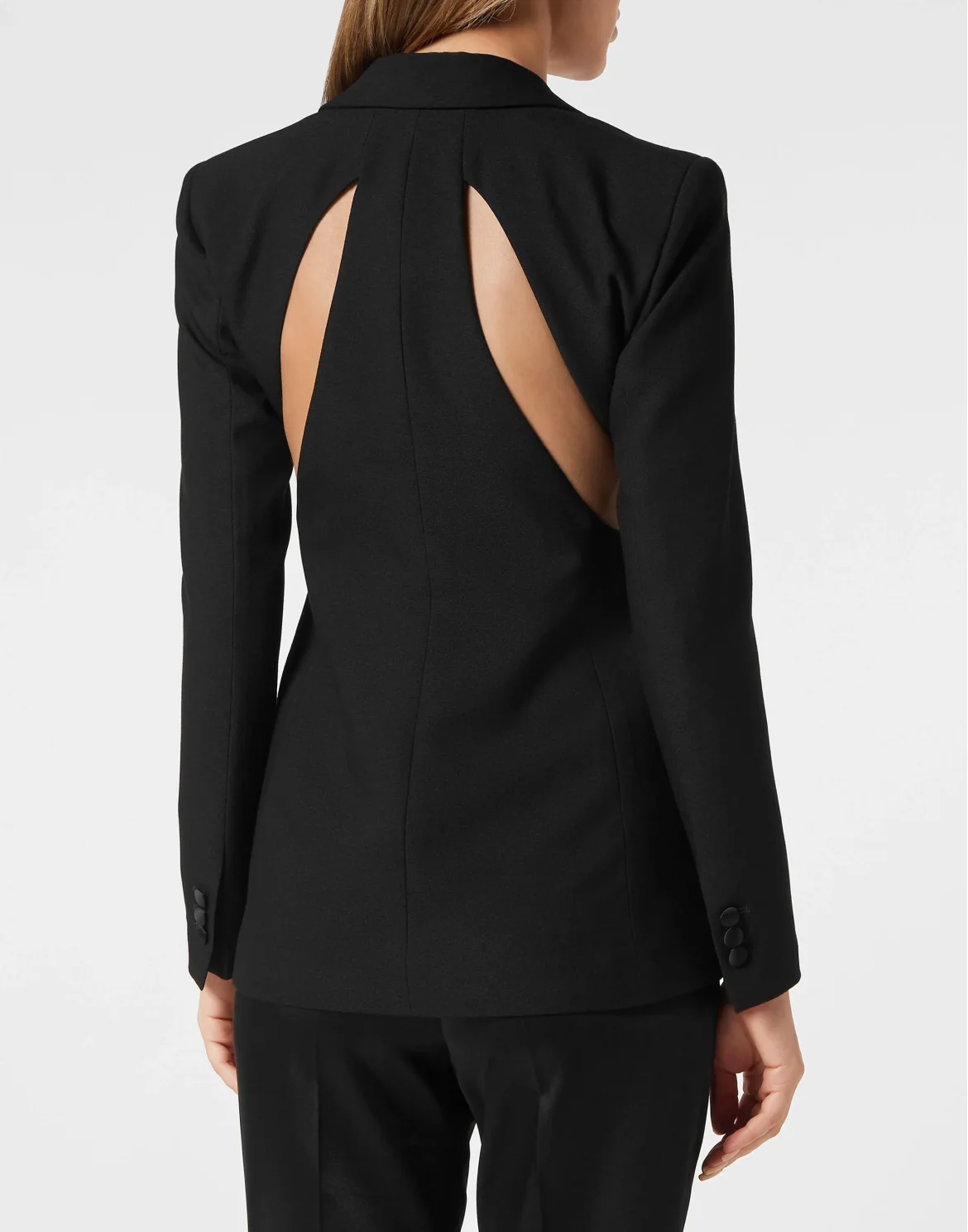 Wool Cutting Fitted Blazer, цвет: Черный
