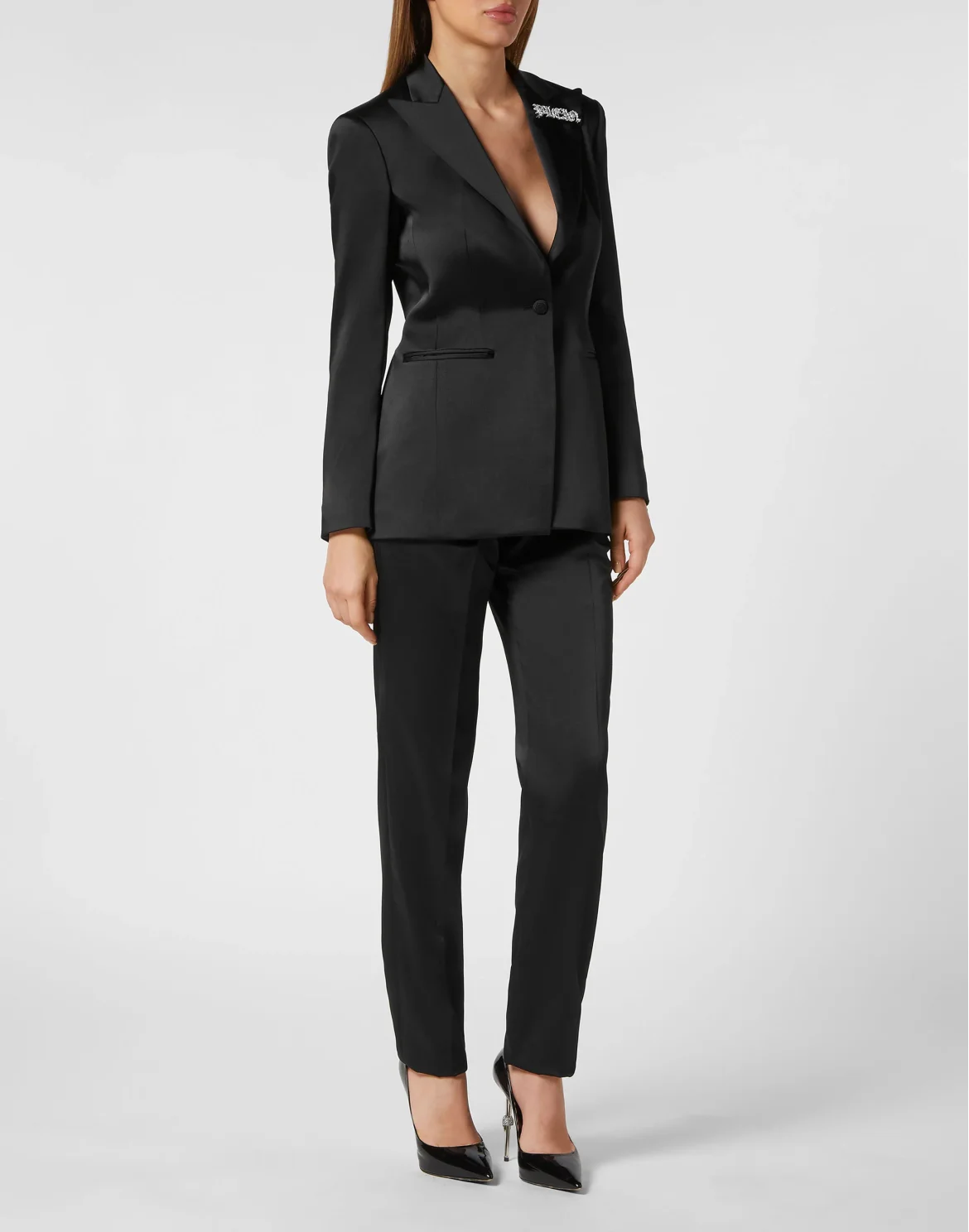 Basic Satin Slim Fit Blazer, цвет: Черный