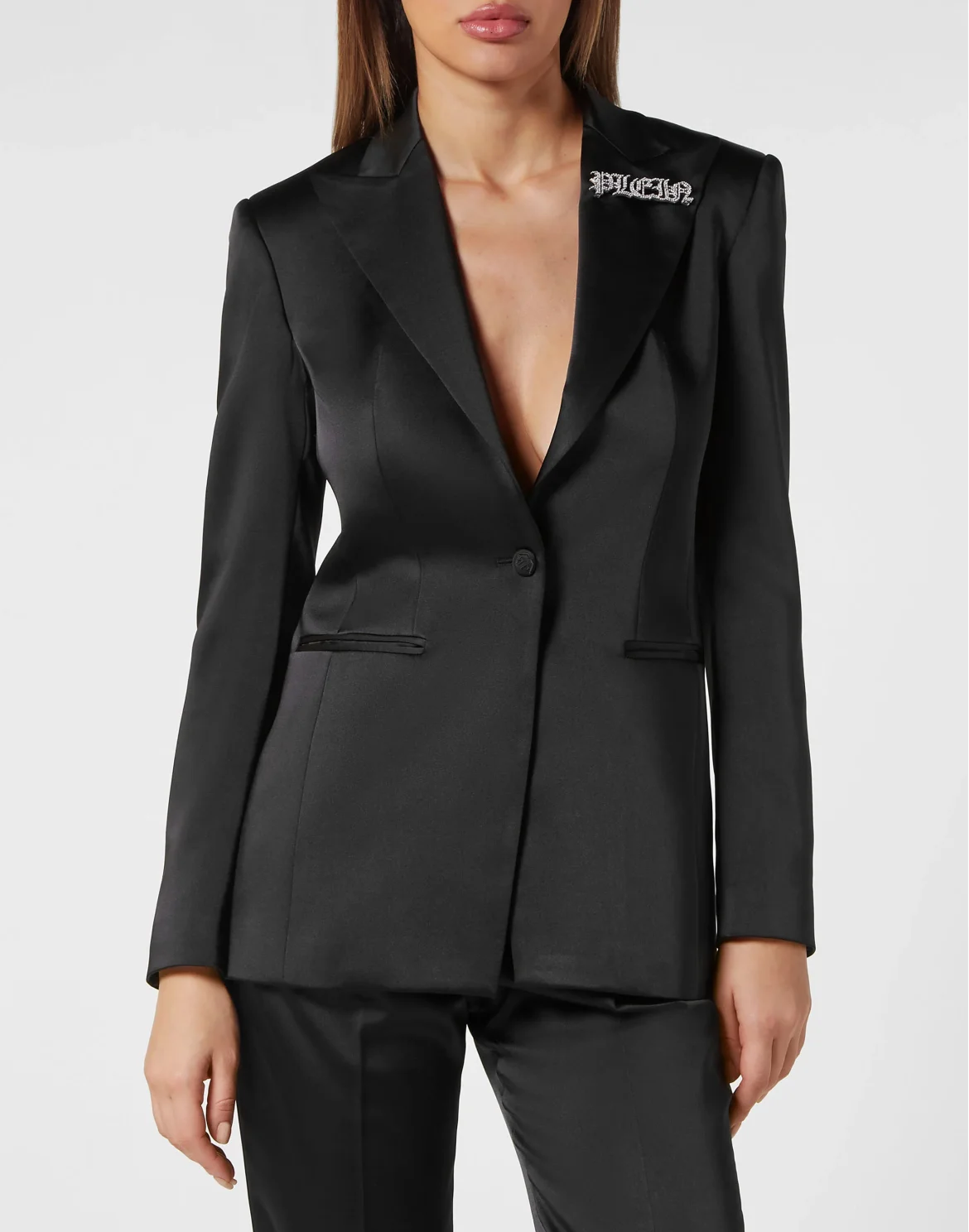 Basic Satin Slim Fit Blazer, цвет: Черный