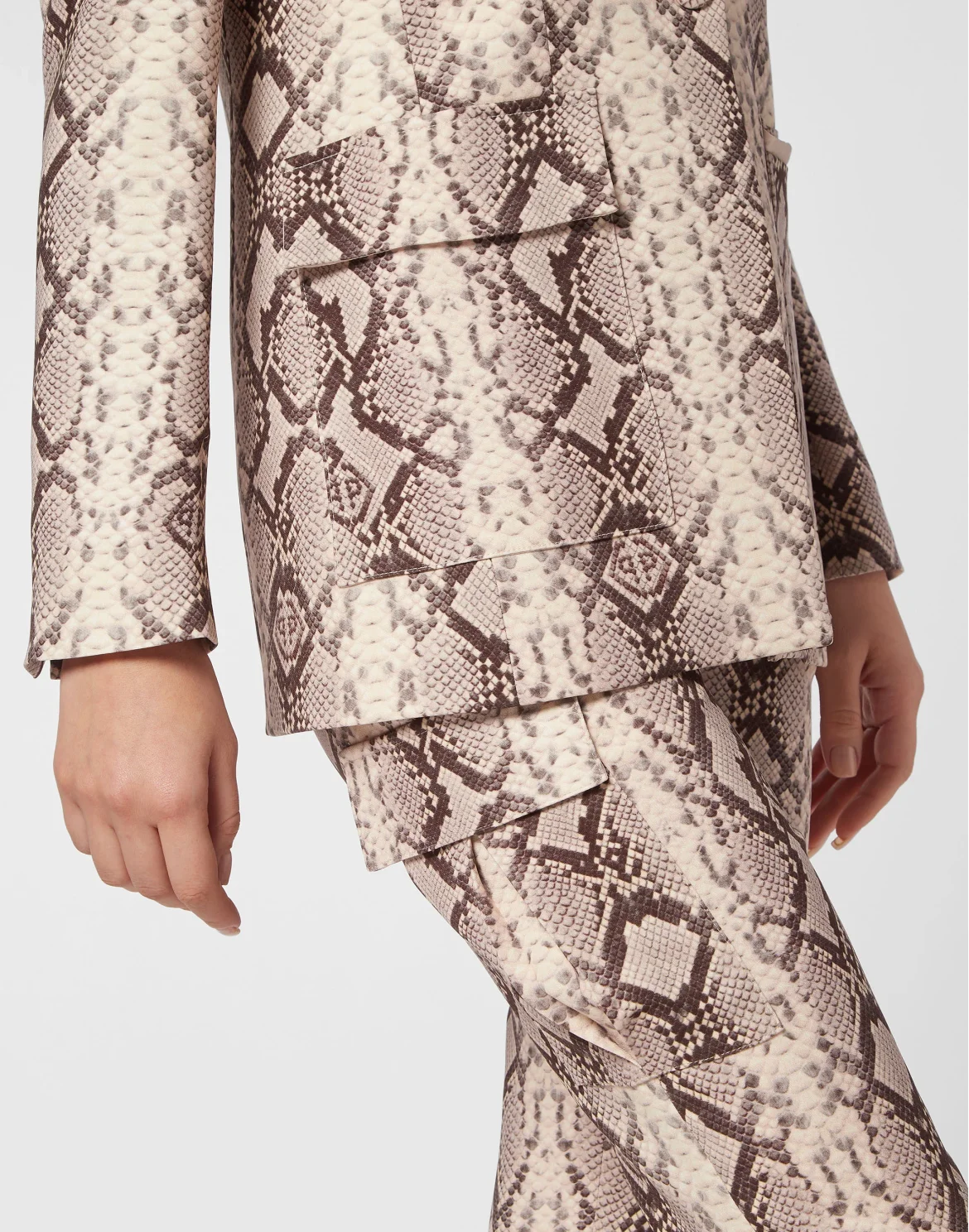 Satin Slim Fit Blazer Pitone, цвет: Бежевый