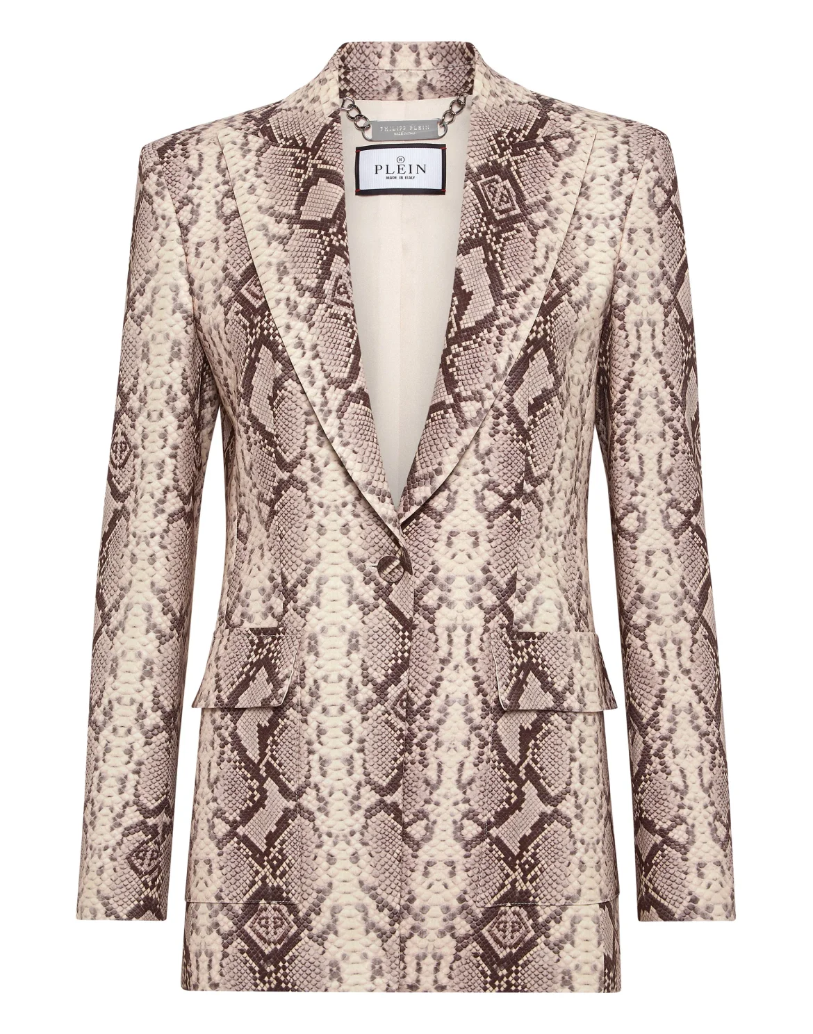 Satin Slim Fit Blazer Pitone, цвет: Бежевый