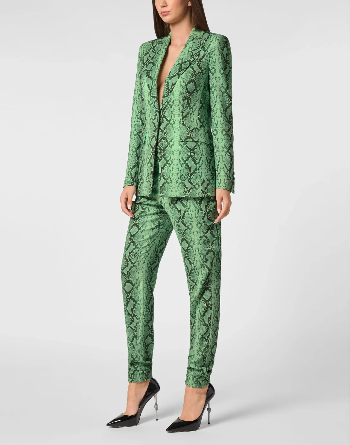 Satin Slim Fit Blazer Pitone, цвет: Бирюзовый