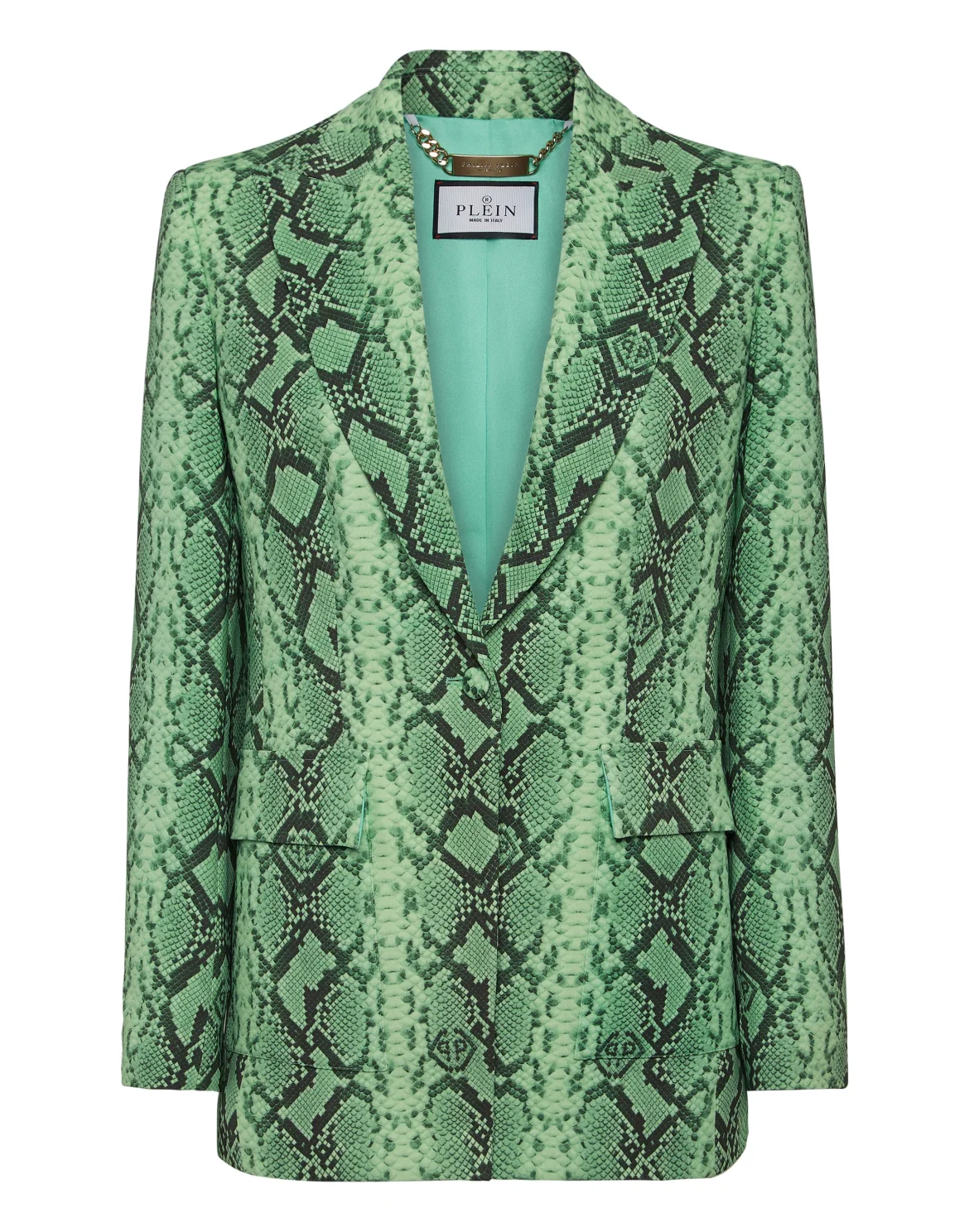 Satin Slim Fit Blazer Pitone, цвет: Бирюзовый