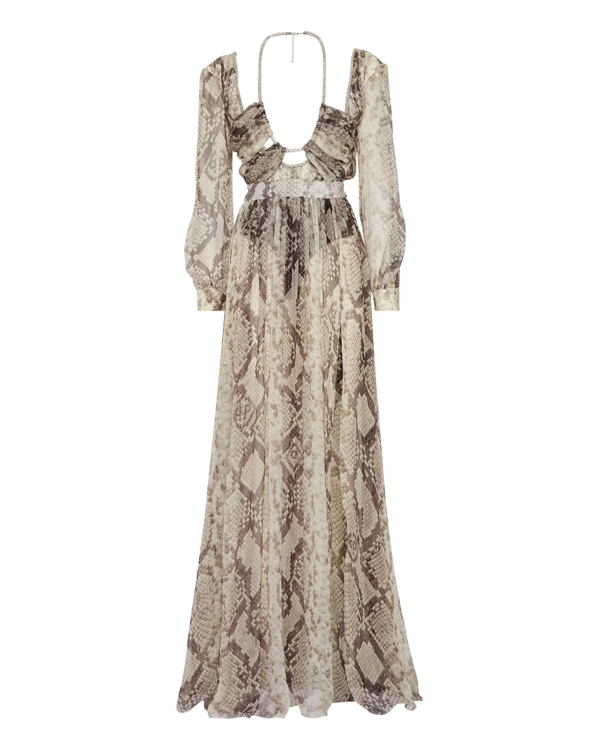 Silk Chiffon Long Dress Pitone, цвет: Бежевый