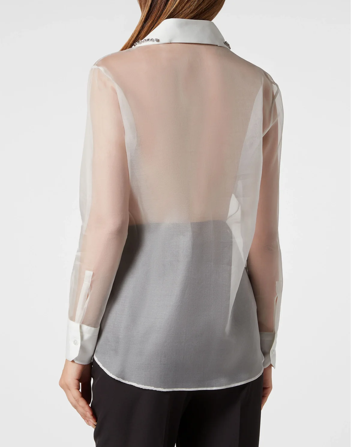 Organza Regular Collar Strass Shirt, цвет: Белый