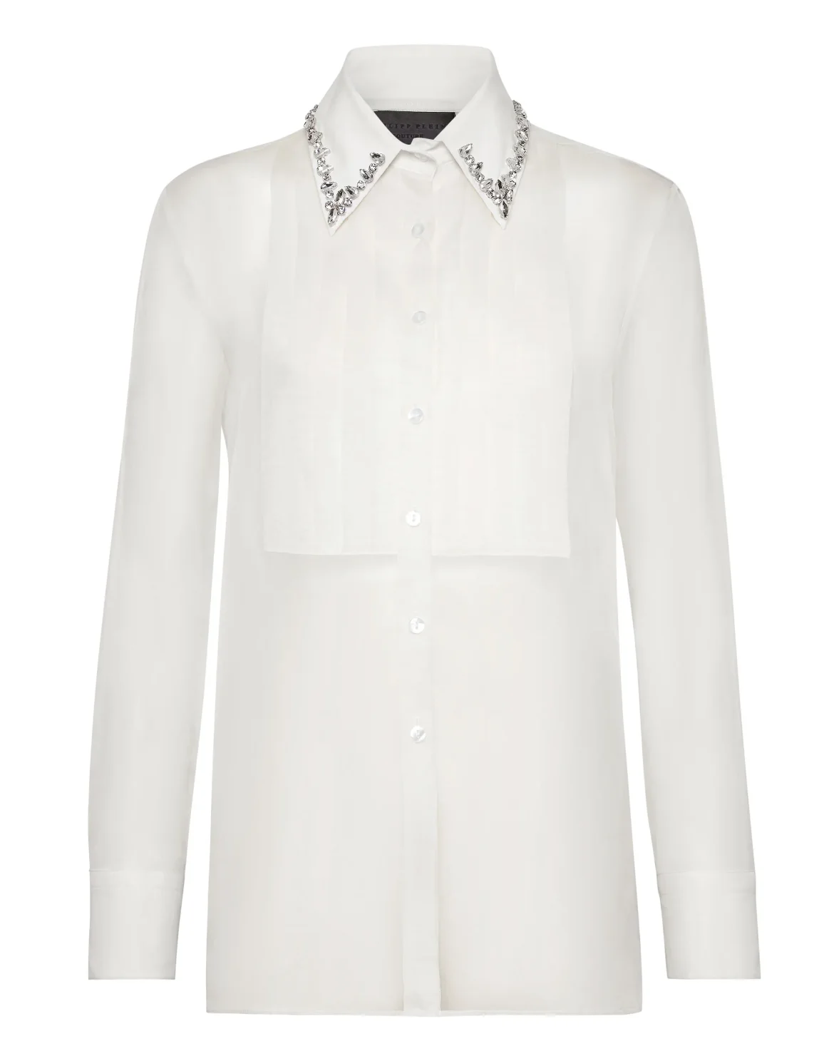Organza Regular Collar Strass Shirt, цвет: Белый