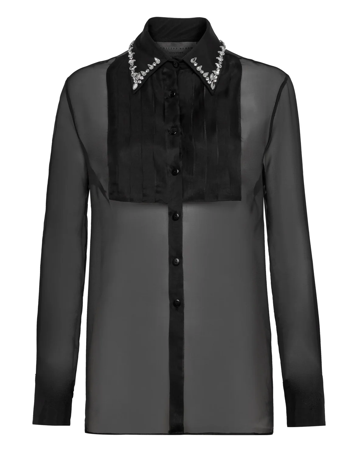 Organza Regular Collar Strass Shirt, цвет: Черный
