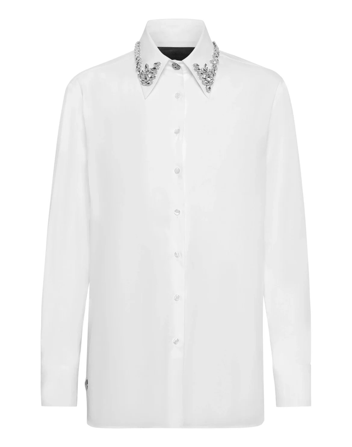 Popeline Regular Collar Strass Shirt, цвет: Белый