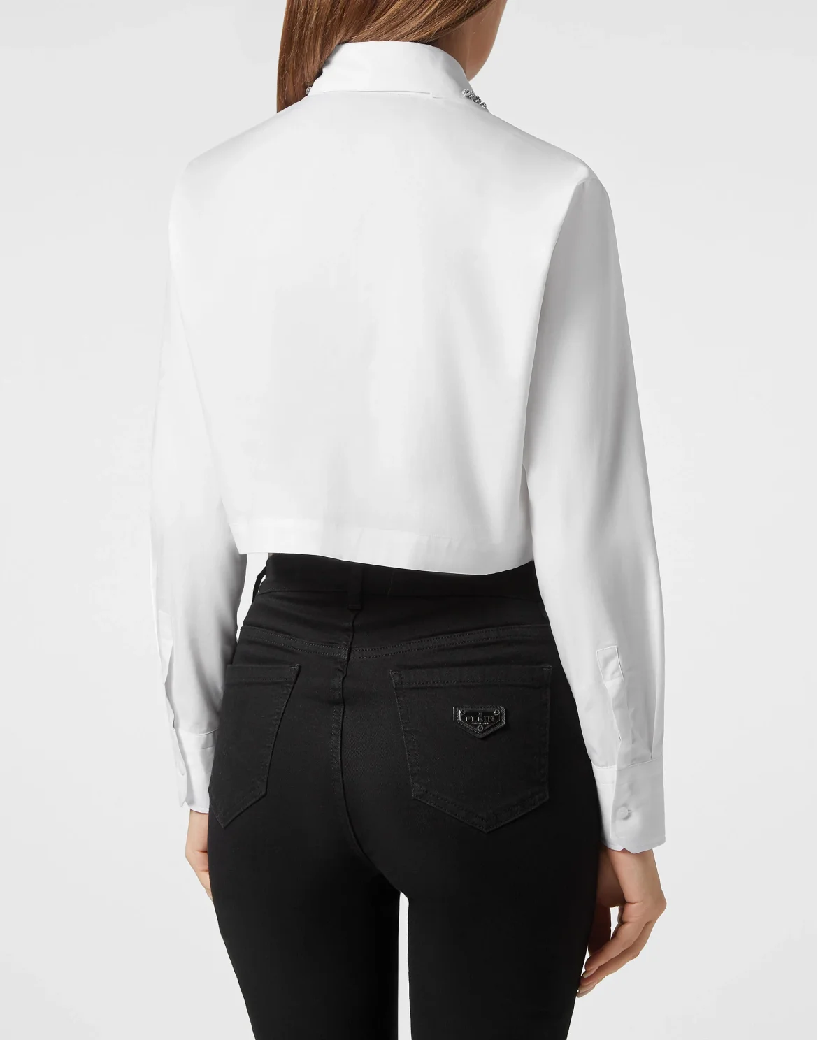 Popeline Regular Collar Strass Shirt, цвет: Белый