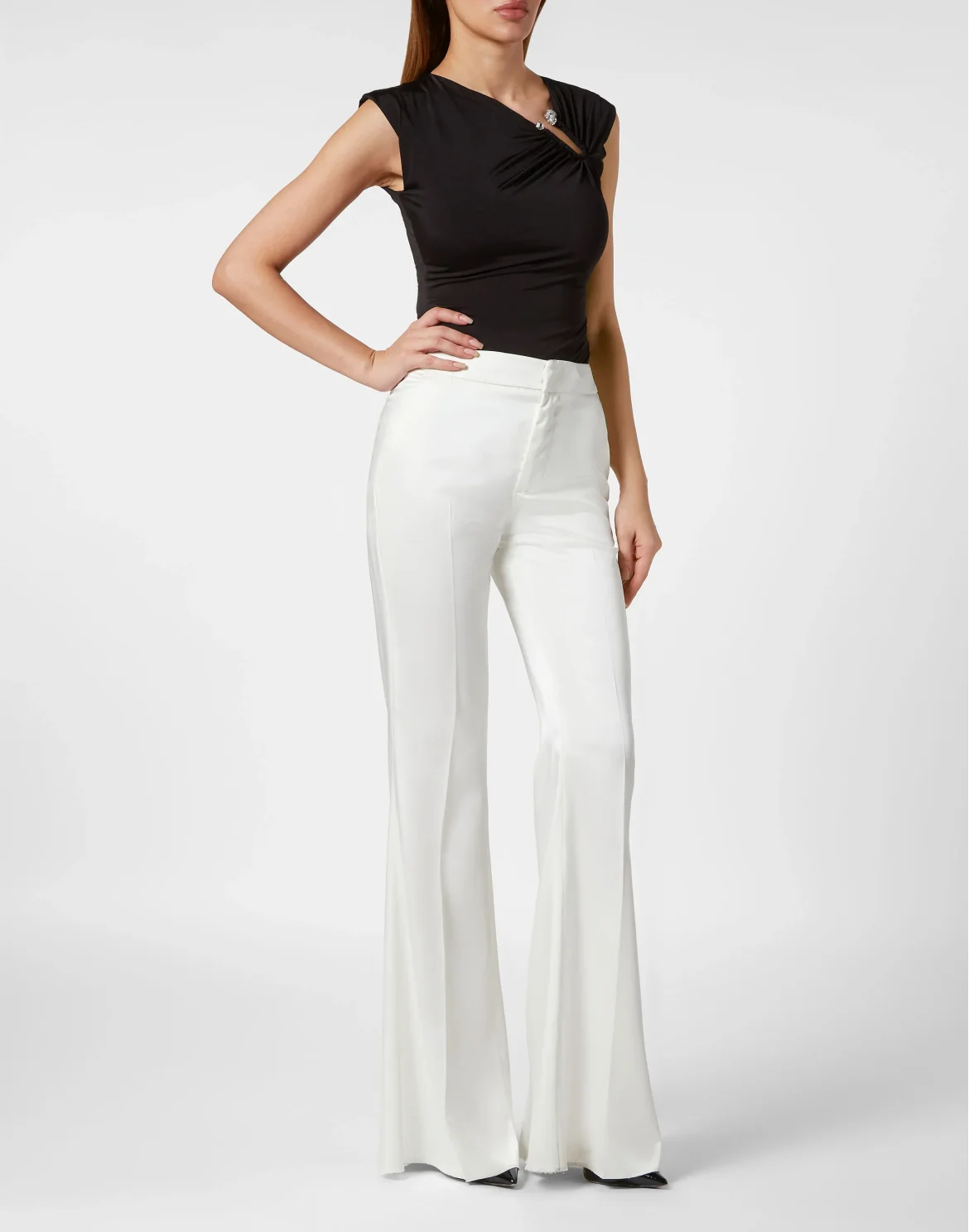 Basic Satin Flaire Trousers, цвет: Белый