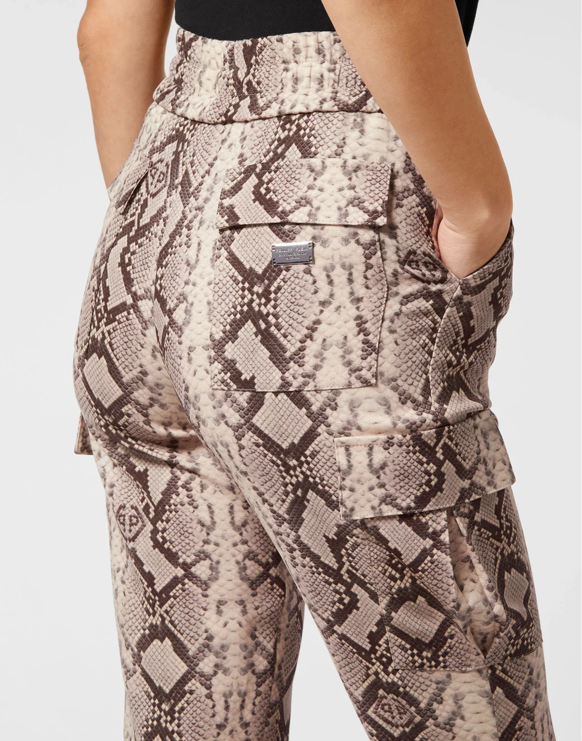 Satin Cargo Trousers Pitone, цвет: Бежевый