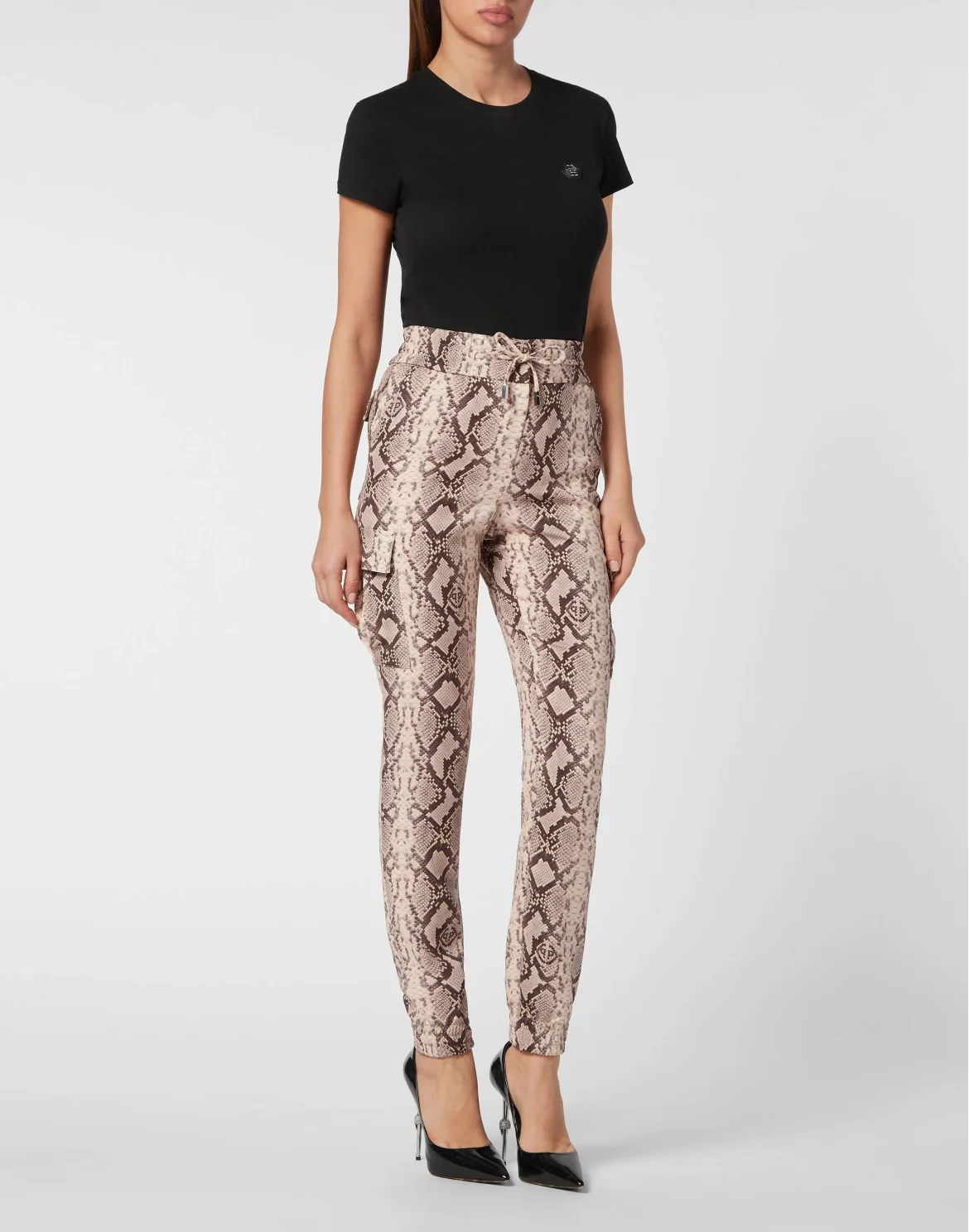 Satin Cargo Trousers Pitone, цвет: Бежевый