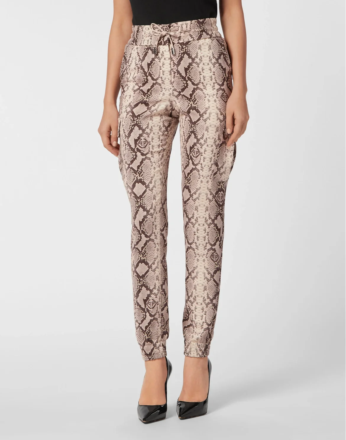 Satin Cargo Trousers Pitone, цвет: Бежевый