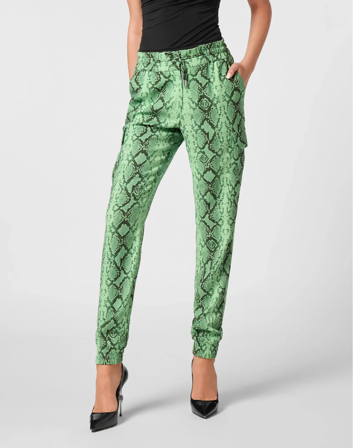Satin Cargo Trousers Pitone, цвет: Бирюзовый