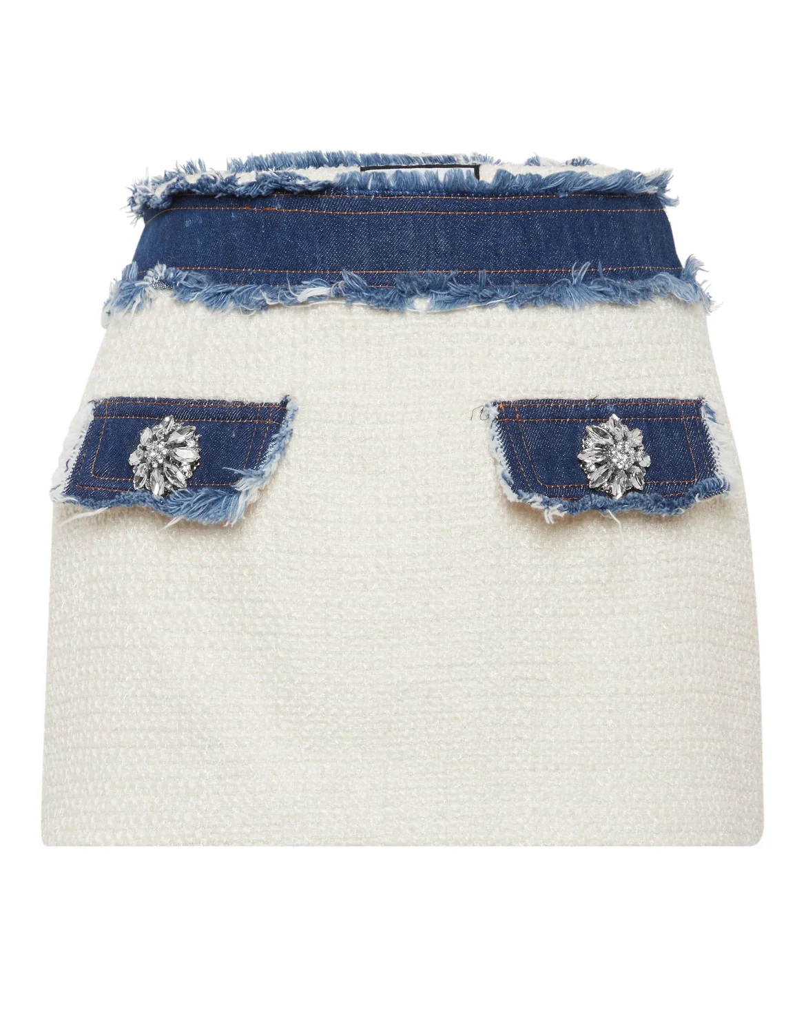 Tweed Denim Mini Skirt, цвет: Белый