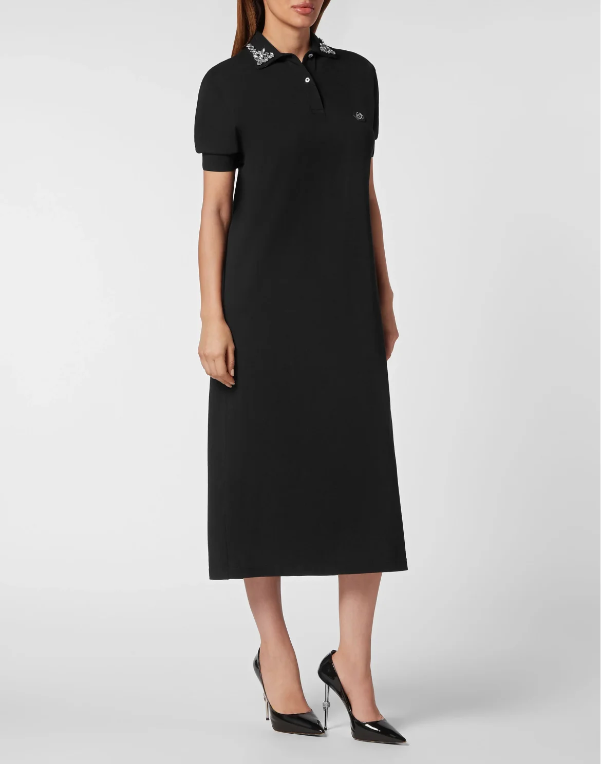 Long Polo T-shirt Dress Gothic Plein, цвет: Черный