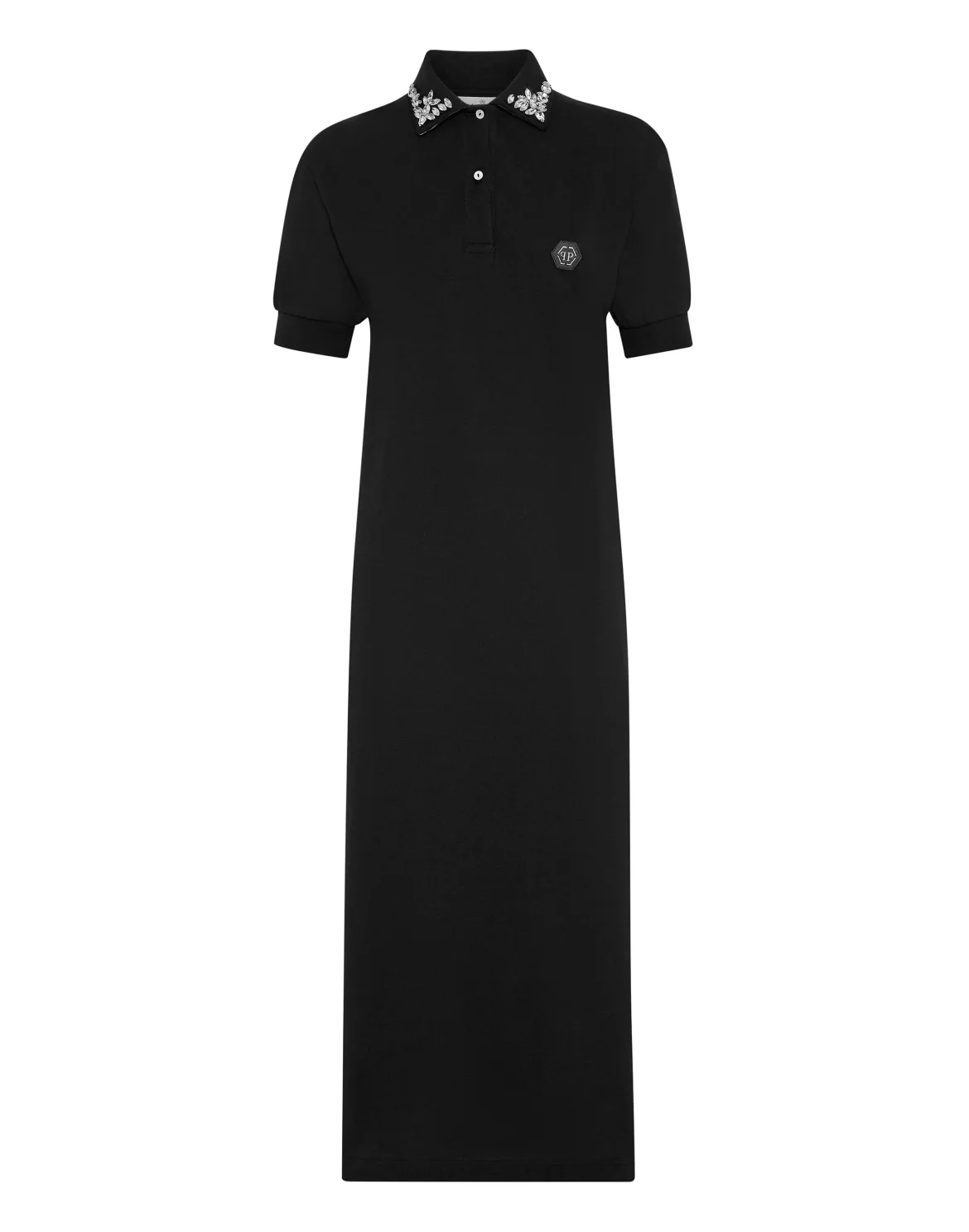 Long Polo T-shirt Dress Gothic Plein, цвет: Черный