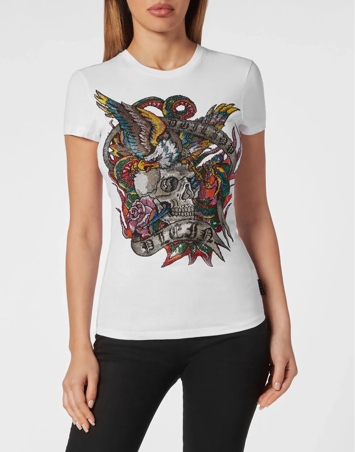 T-shirt Roundneck SS with Crystals Tattoo, цвет: Белый