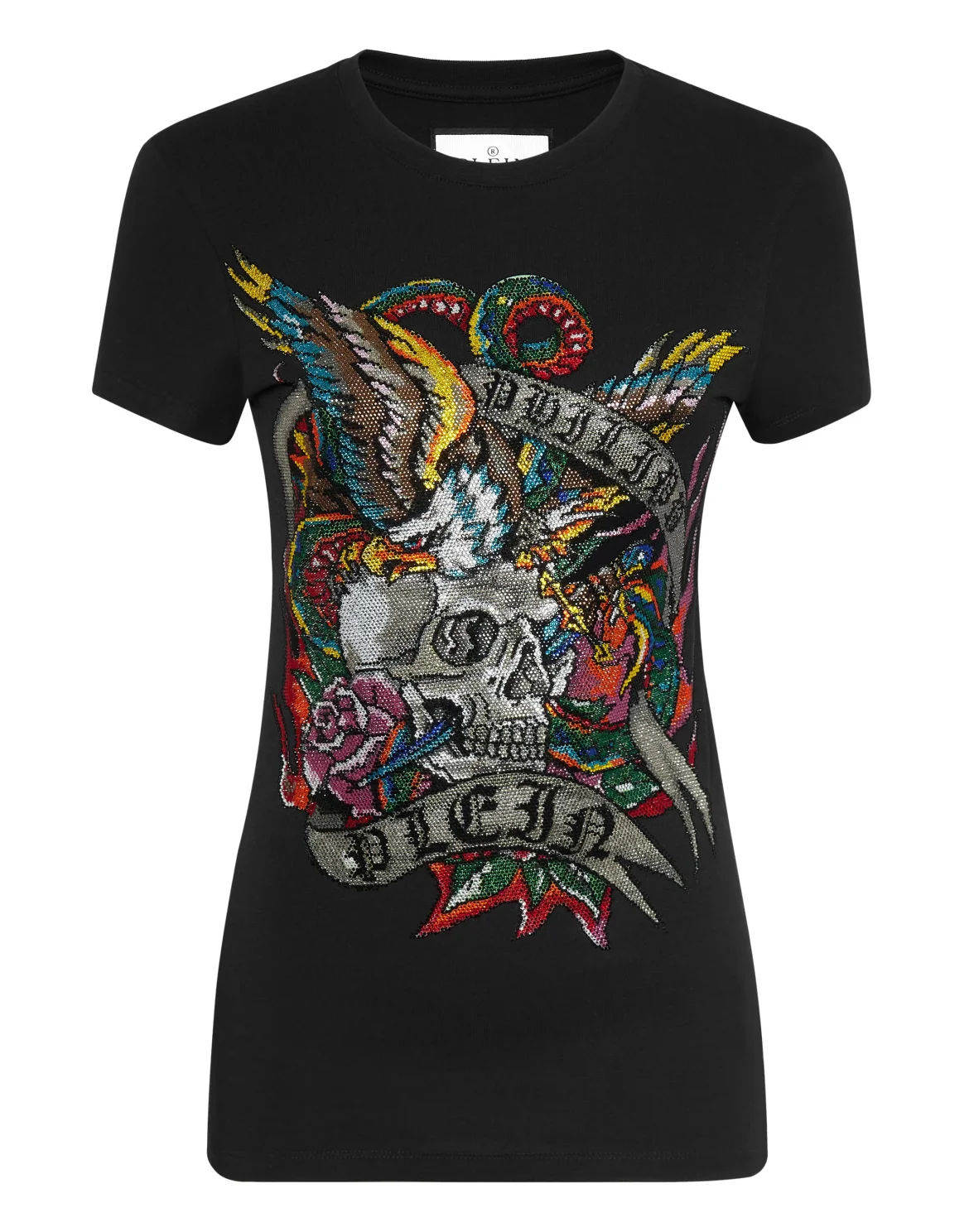 T-shirt Roundneck SS with Crystals Tattoo, цвет: Черный