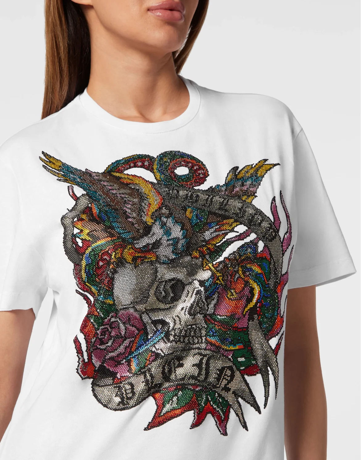 T-shirt Roundneck SS with crystals Tattoo, цвет: Белый