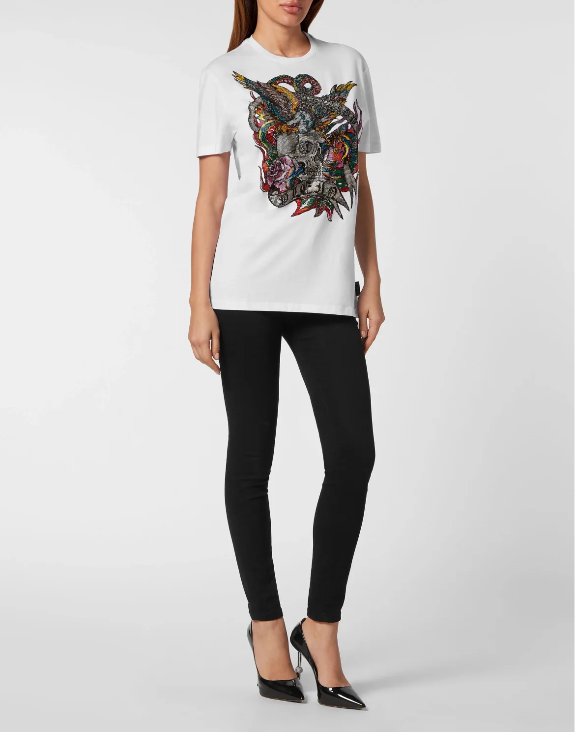 T-shirt Roundneck SS with crystals Tattoo, цвет: Белый