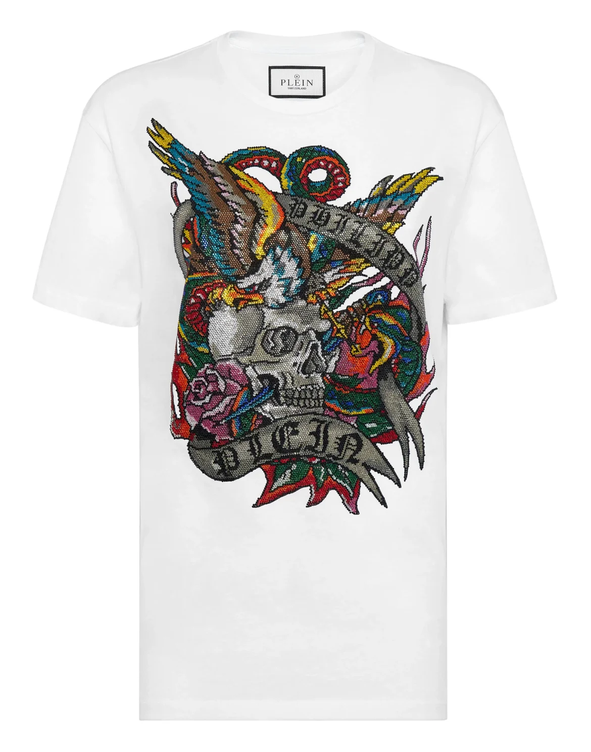 T-shirt Roundneck SS with crystals Tattoo, цвет: Белый