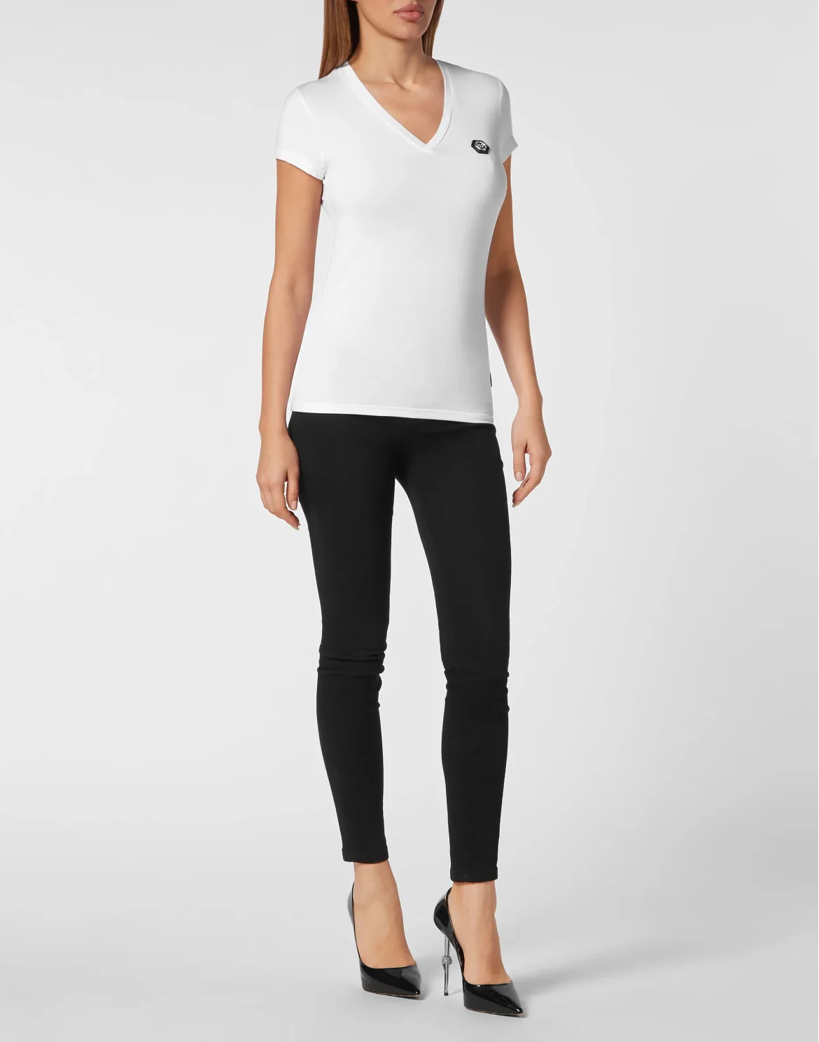 Normal V Neck T-shirt, цвет: Белый