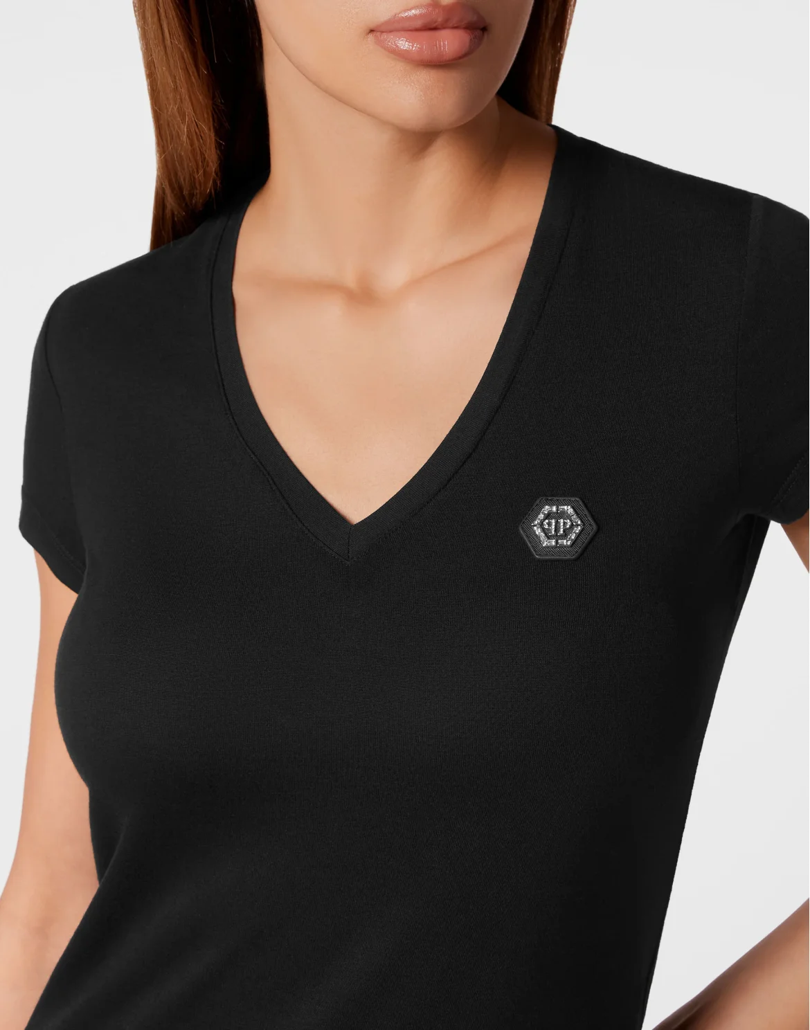 Normal V Neck T-shirt, цвет: Черный