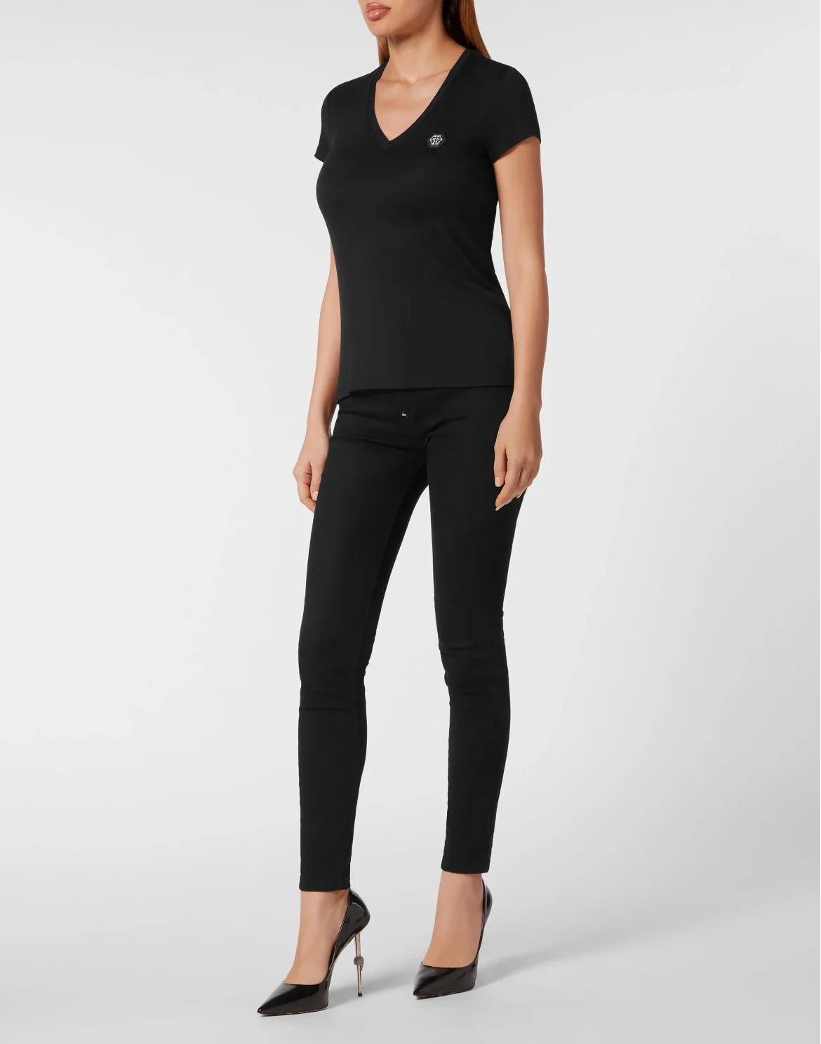 Normal V Neck T-shirt, цвет: Черный