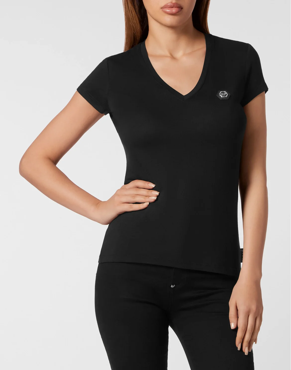Normal V Neck T-shirt, цвет: Черный
