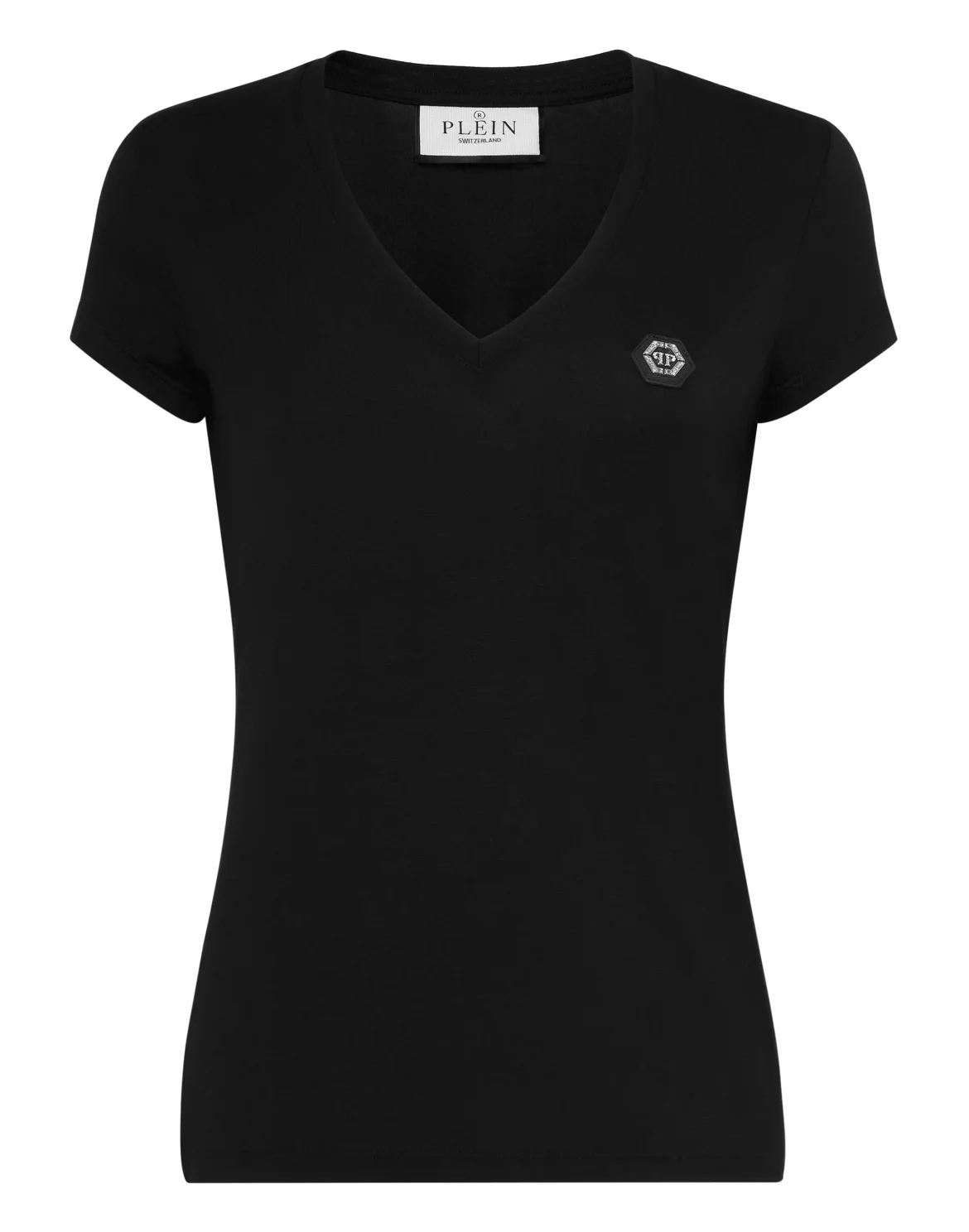 Normal V Neck T-shirt, цвет: Черный