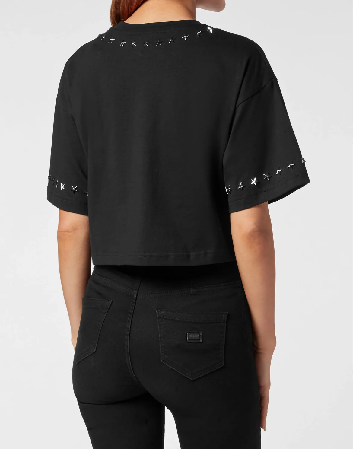 Cropped T-shirt Stars, цвет: Черный