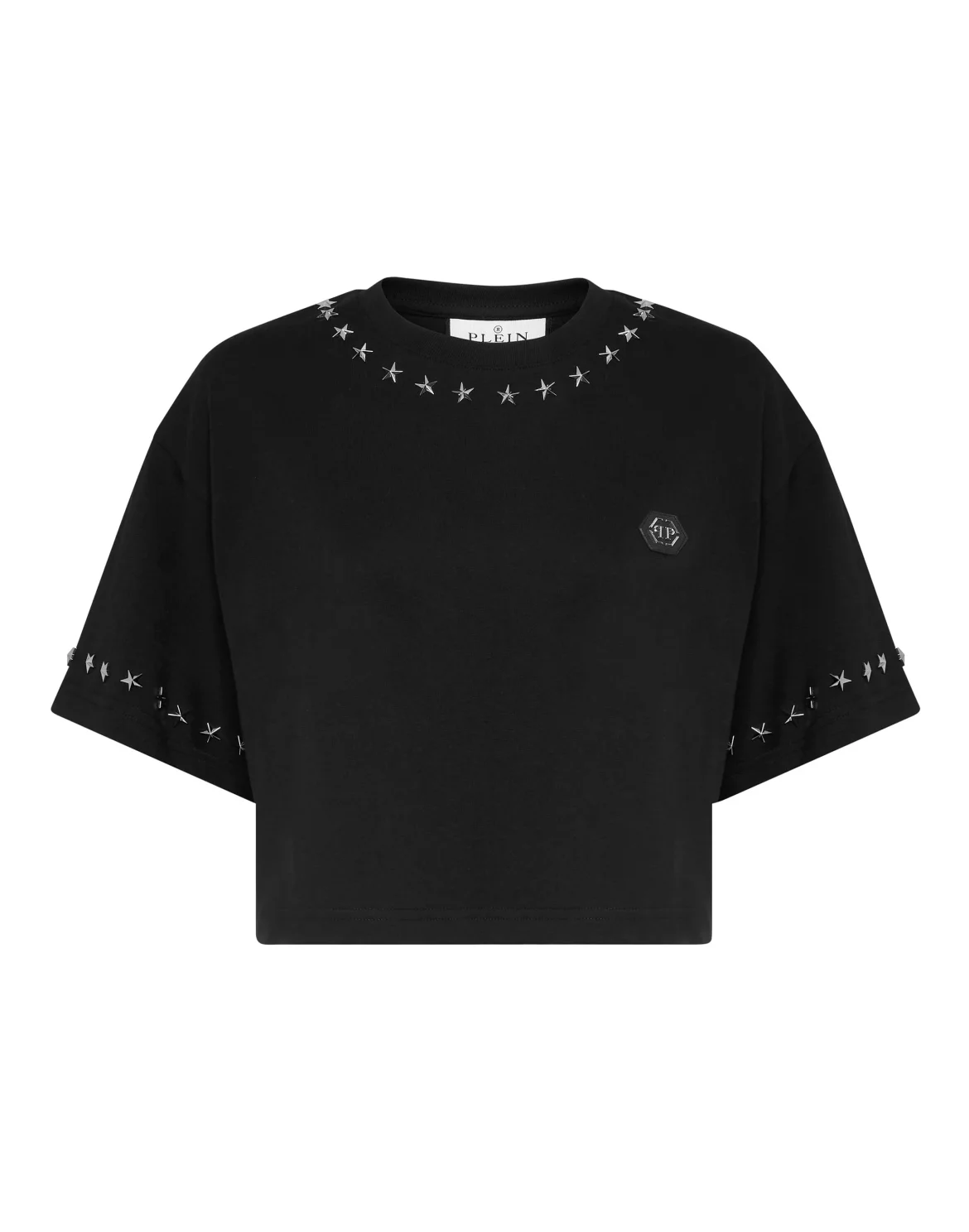 Cropped T-shirt Stars, цвет: Черный