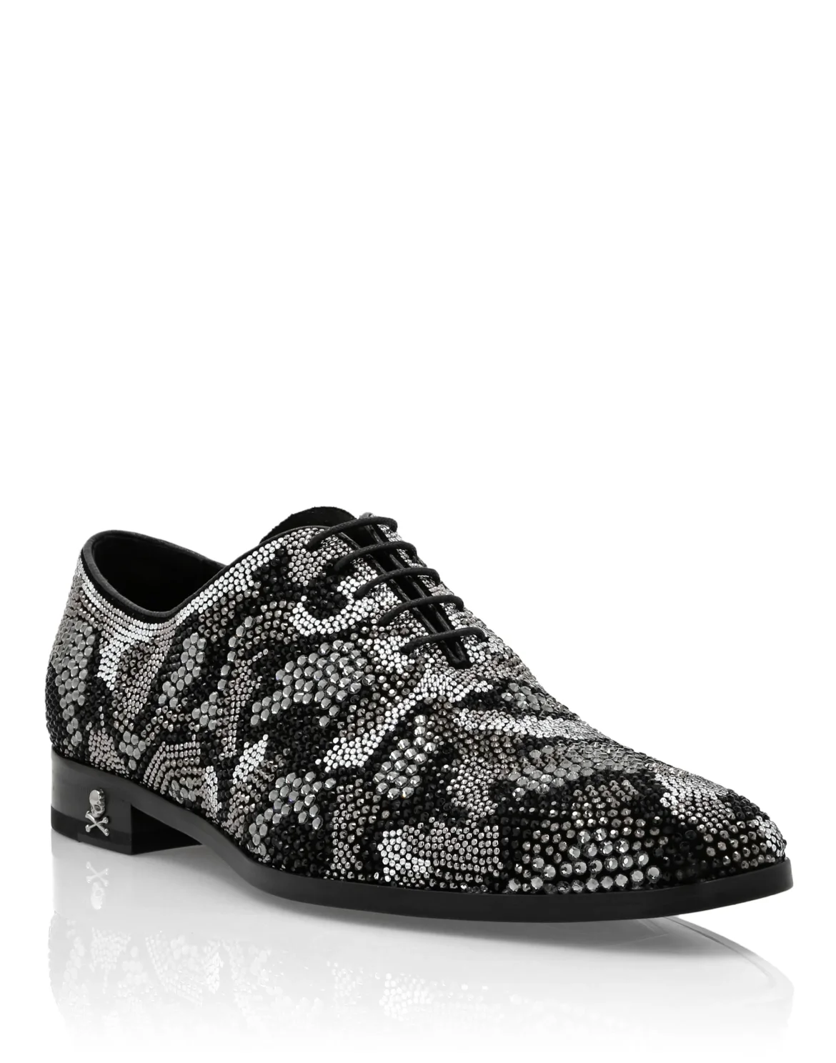 Strass Lace Up Shoes Camouflage, цвет: Черный