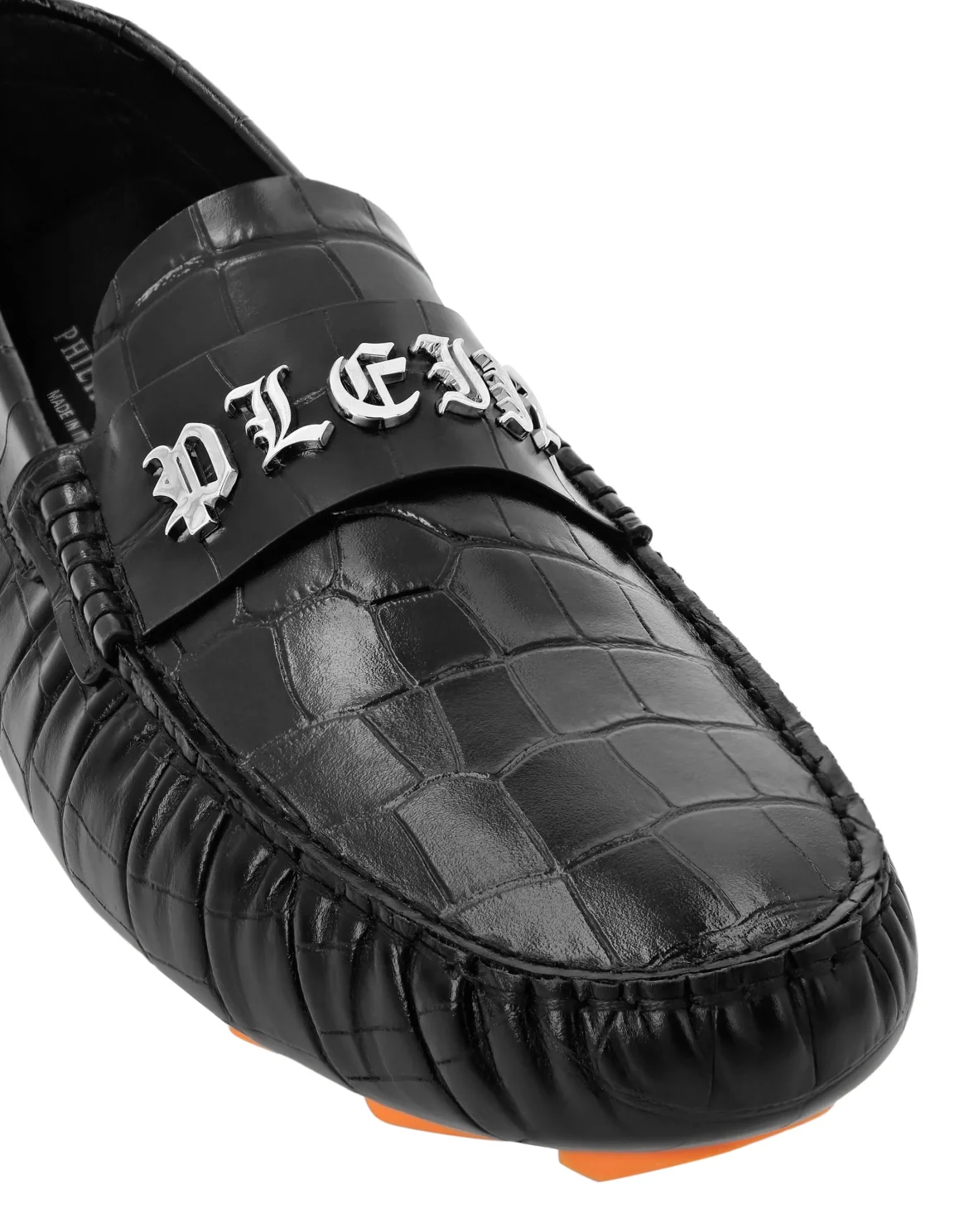 Printed Crocco Leather Drivers Shoes, цвет: Черный