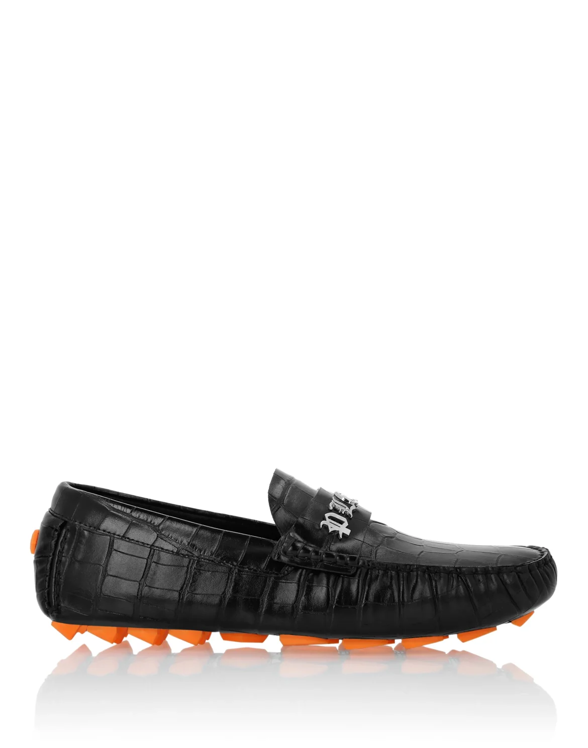 Printed Crocco Leather Drivers Shoes, цвет: Черный