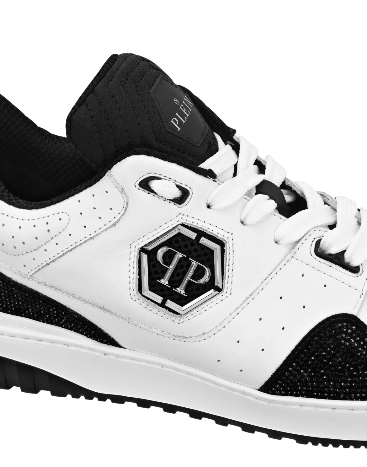 Mix Leather Lo-Top Sneakers Crystal, цвет: Белый
