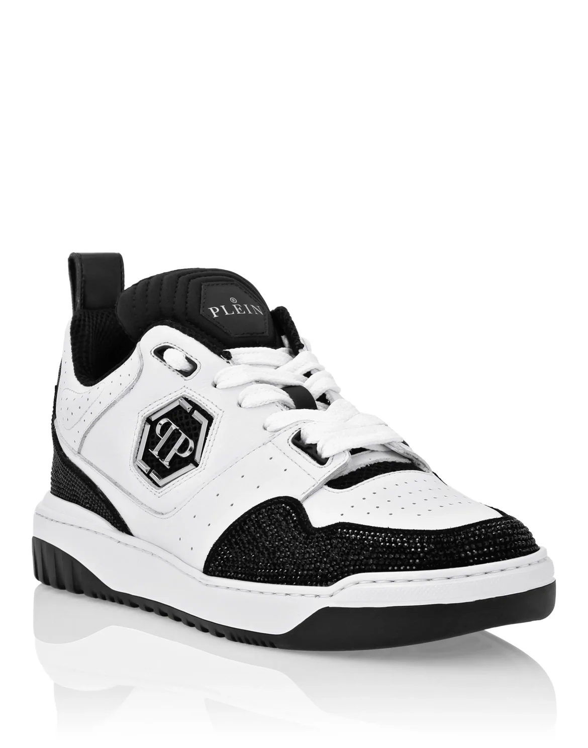 Mix Leather Lo-Top Sneakers Crystal, цвет: Белый