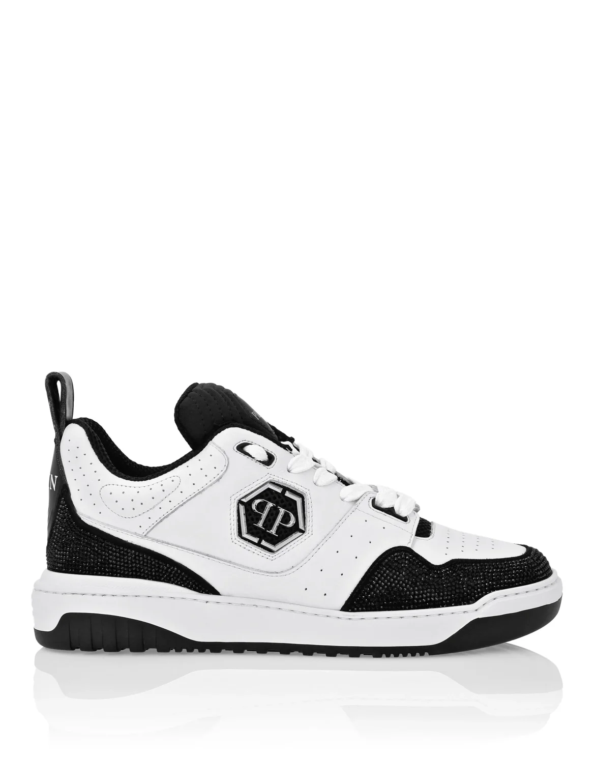 Mix Leather Lo-Top Sneakers Crystal, цвет: Белый