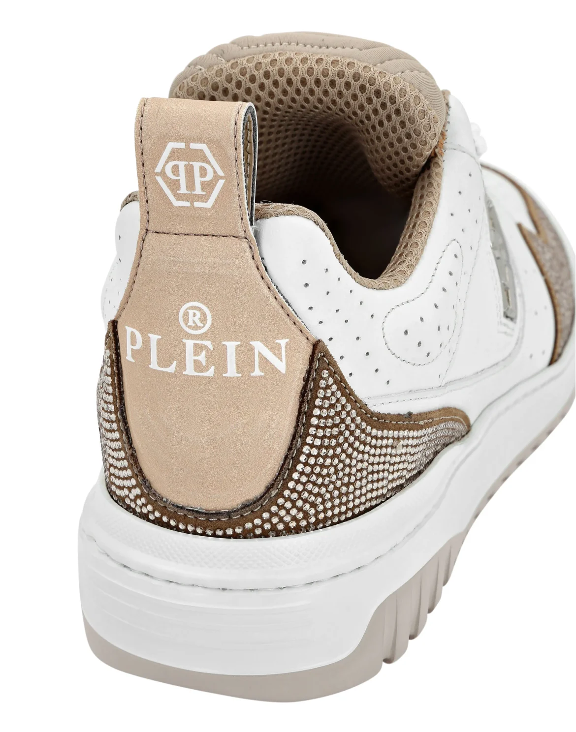 Mix Leather Lo-Top Sneakers Crystal, цвет: Белый