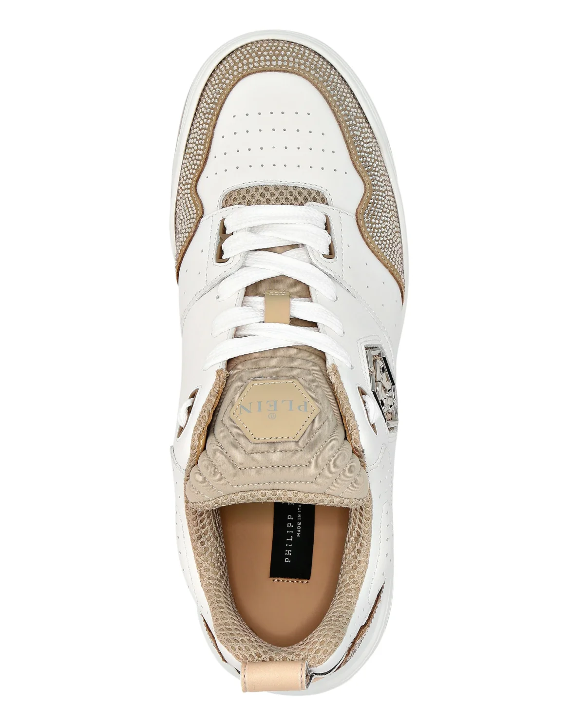 Mix Leather Lo-Top Sneakers Crystal, цвет: Белый