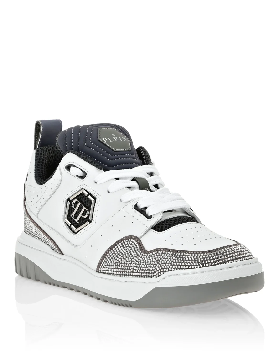 Mix Leather Lo-Top Sneakers Crystal, цвет: Белый