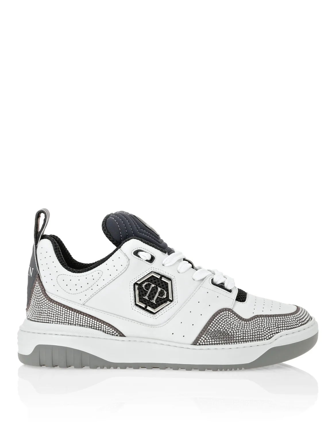 Mix Leather Lo-Top Sneakers Crystal, цвет: Белый
