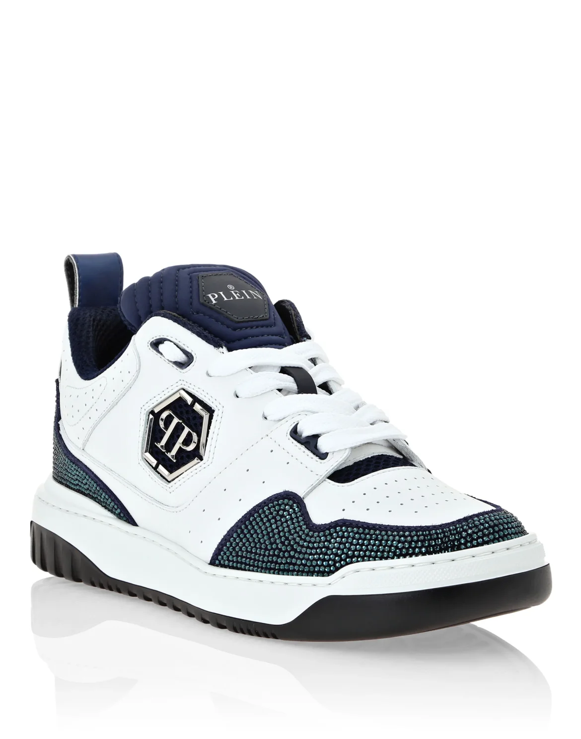 Mix Leather Lo-Top Sneakers Crystal, цвет: Белый